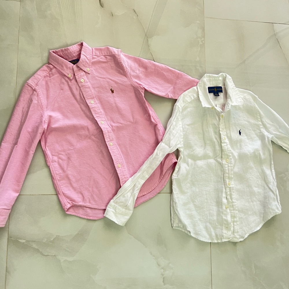 Ralph Lauren Kids Button-Down Shirts in Pink and White